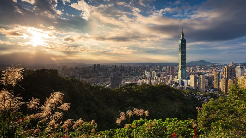 Taipei 101 rising above the city skyline