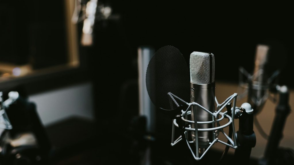 silver and black studio microphone